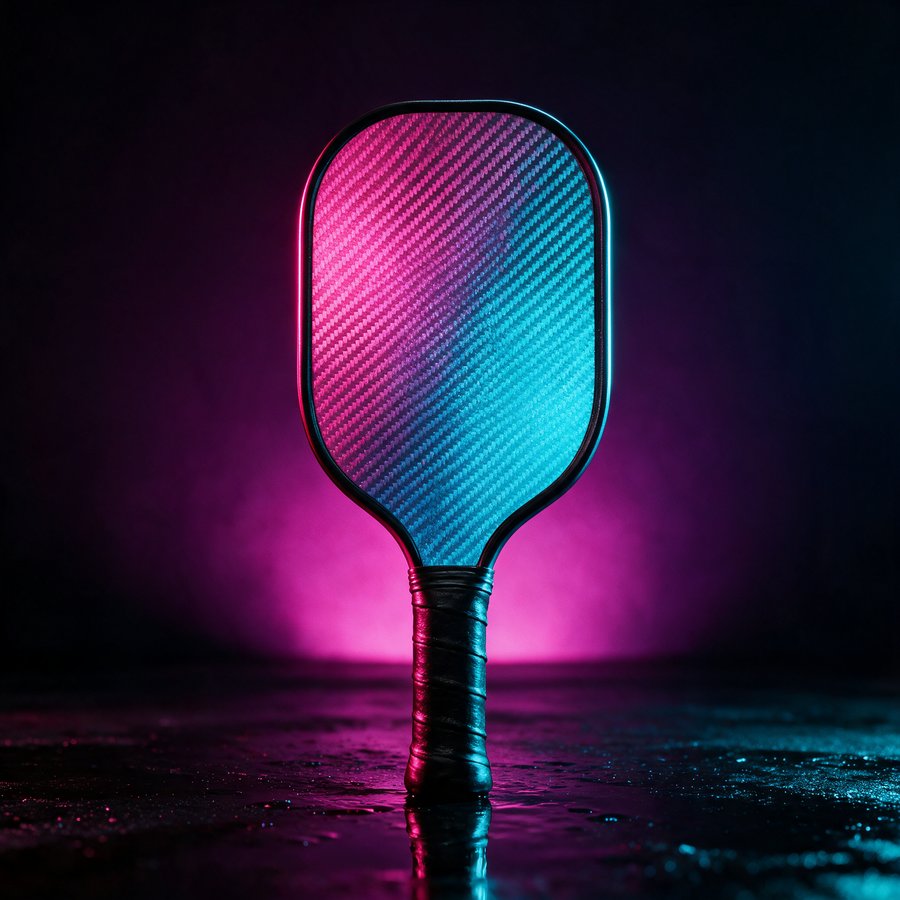 Illustration of the El Jefe paddle, magenta and cyan face