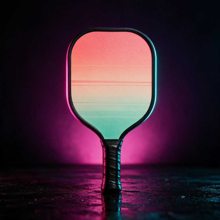 Illustration of the South Beach paddle, coral into turquoise art deco gradient
