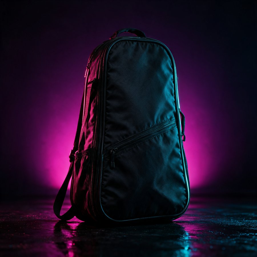 Illustration of the Stash Bag, black paddle bag